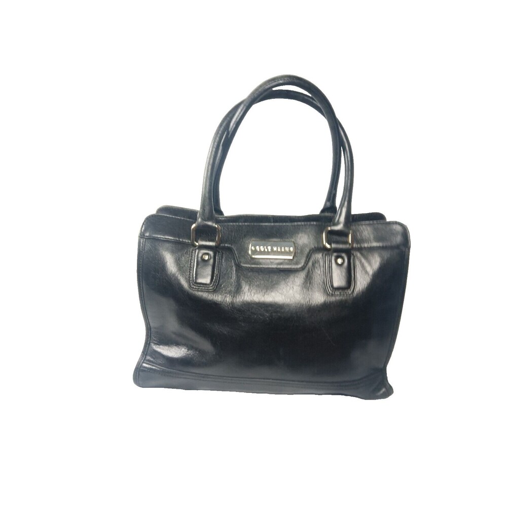 Vintage Cole Haan Black Leather Medium Tote Bag Work handbag
